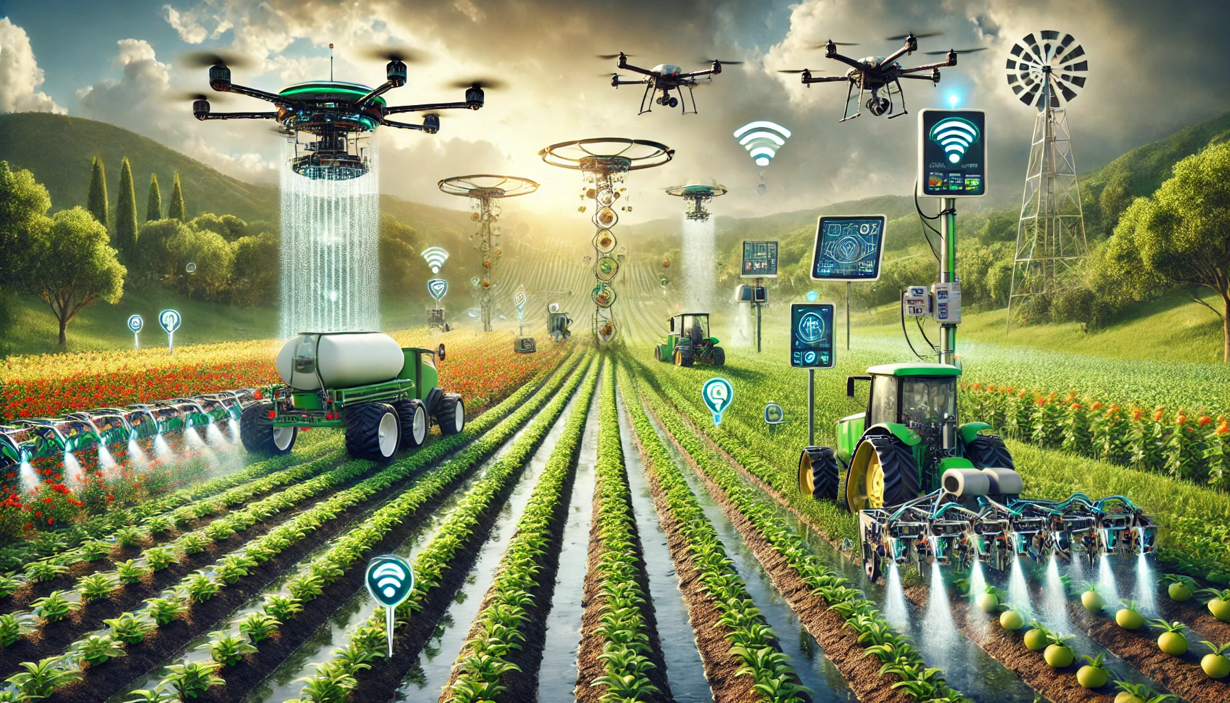 Automated Farming boosts precision with smart planting, irrigation, crop drones, and robotic harvesting.