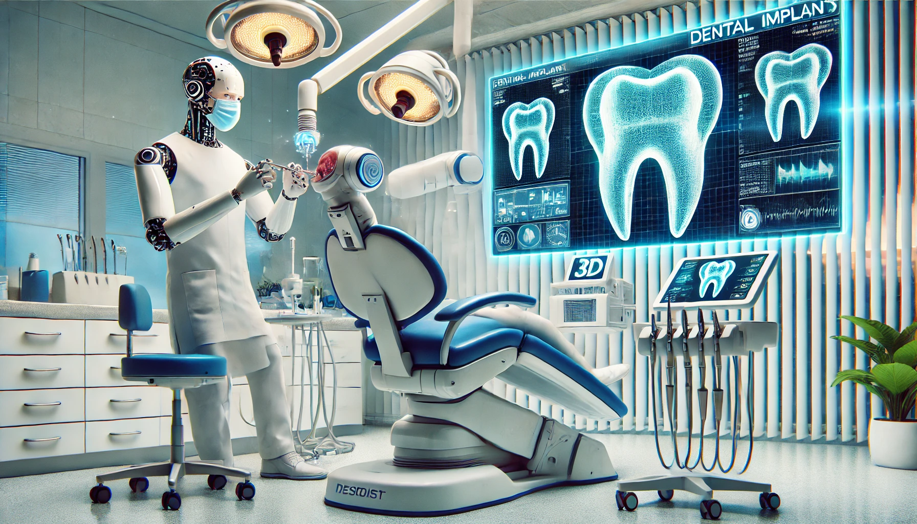 Robot Technology: Dentist robots use AI and machine learning for precise implant procedures and patient care.