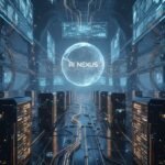 Futuristic AI data center with glowing server racks representing the massive infrastructure behind AI Relative Information.