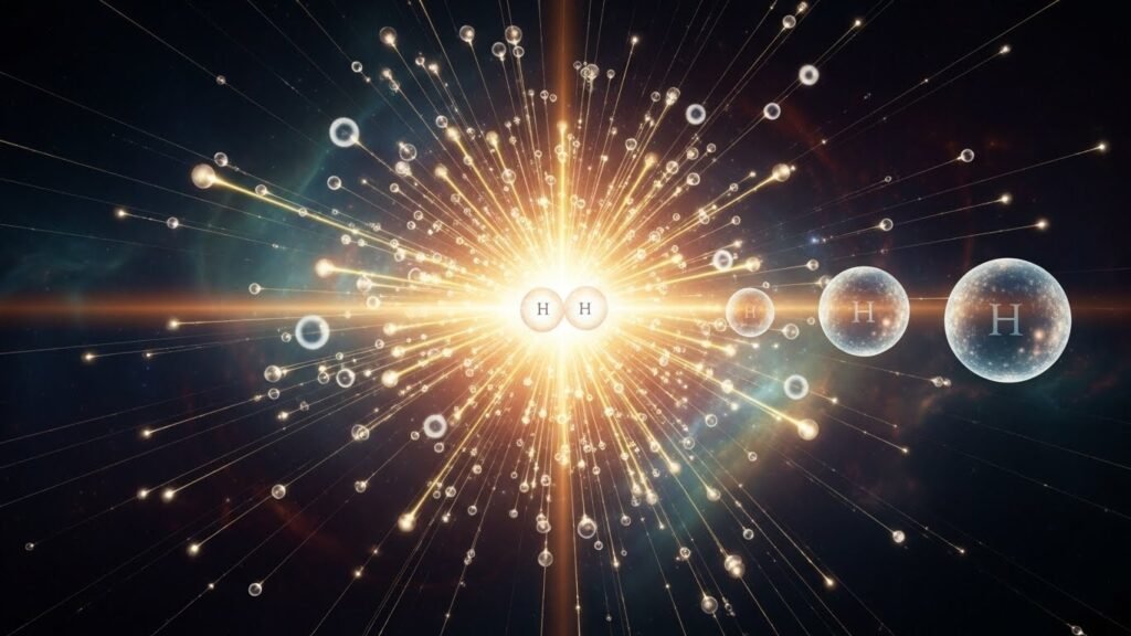 Diagram of nuclear fusion process in the Sun's core