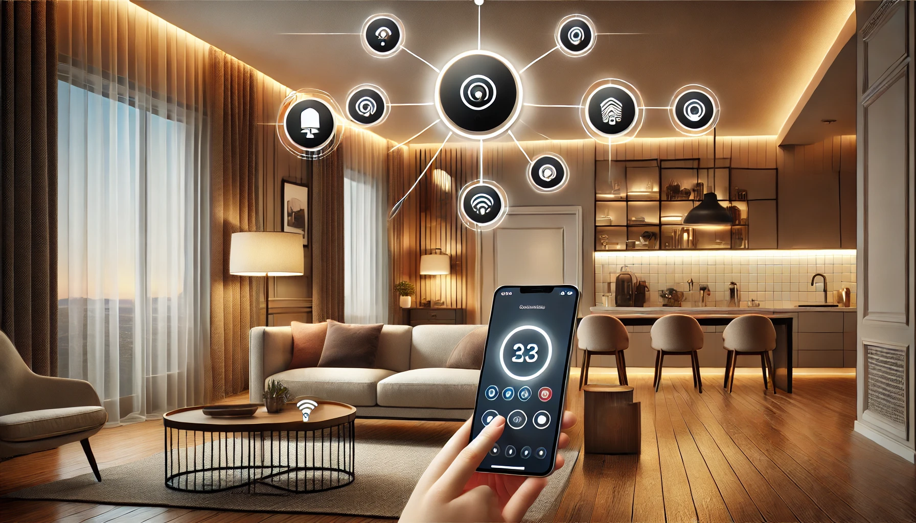 A smart home with ambient and motion-triggered lighting showcasing the benefits of automated lighting installation.