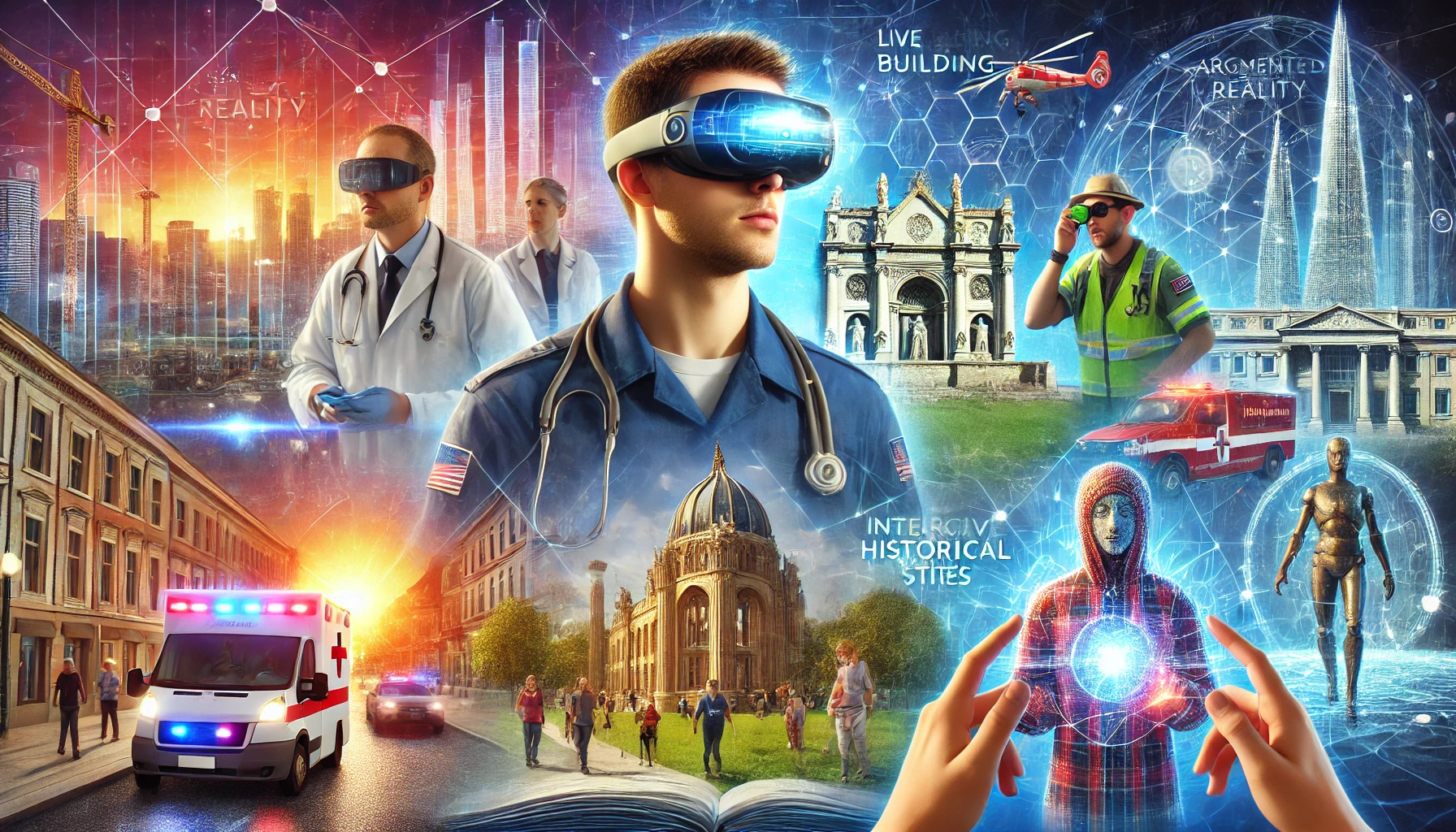 Augmented reality optics enhancing human interaction in medicine, education, travel, and gaming.