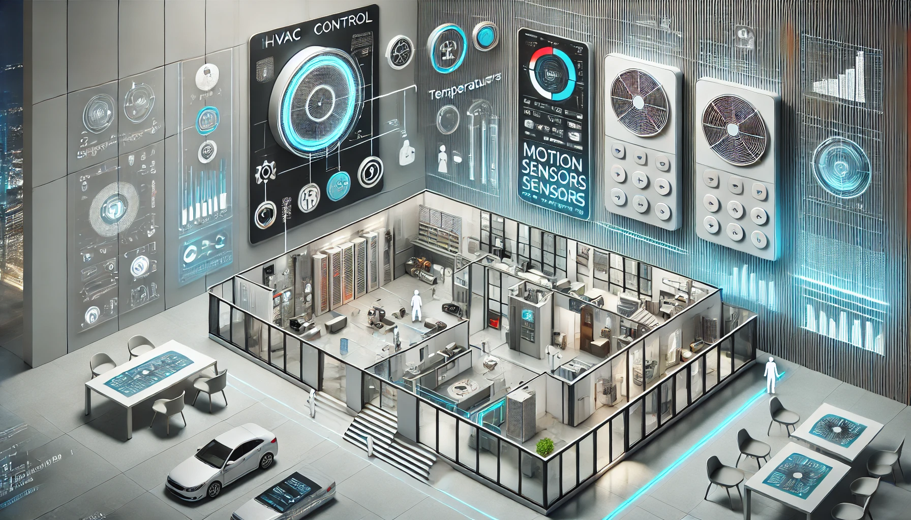 Automated HVAC Control Systems with sensors, actuators, and digital interfaces