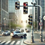 Automated Signal Traffic Control system optimizing one-way traffic flow at an urban intersection.