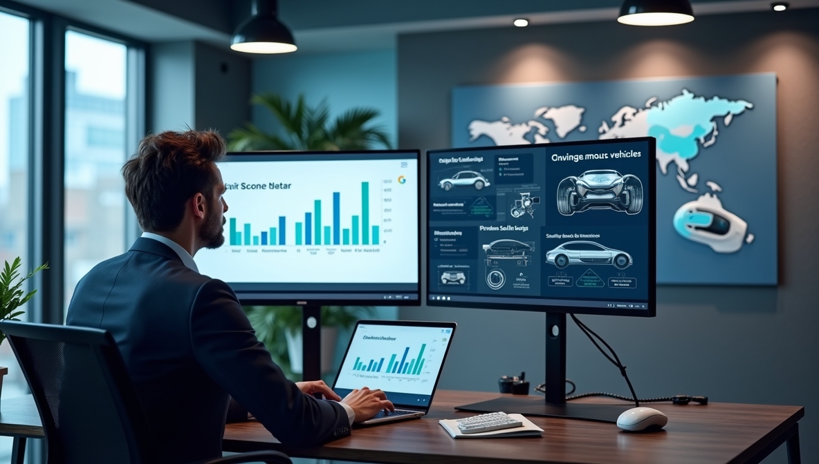 Professional reviewing career growth charts and opportunities in the autonomous vehicle industry.