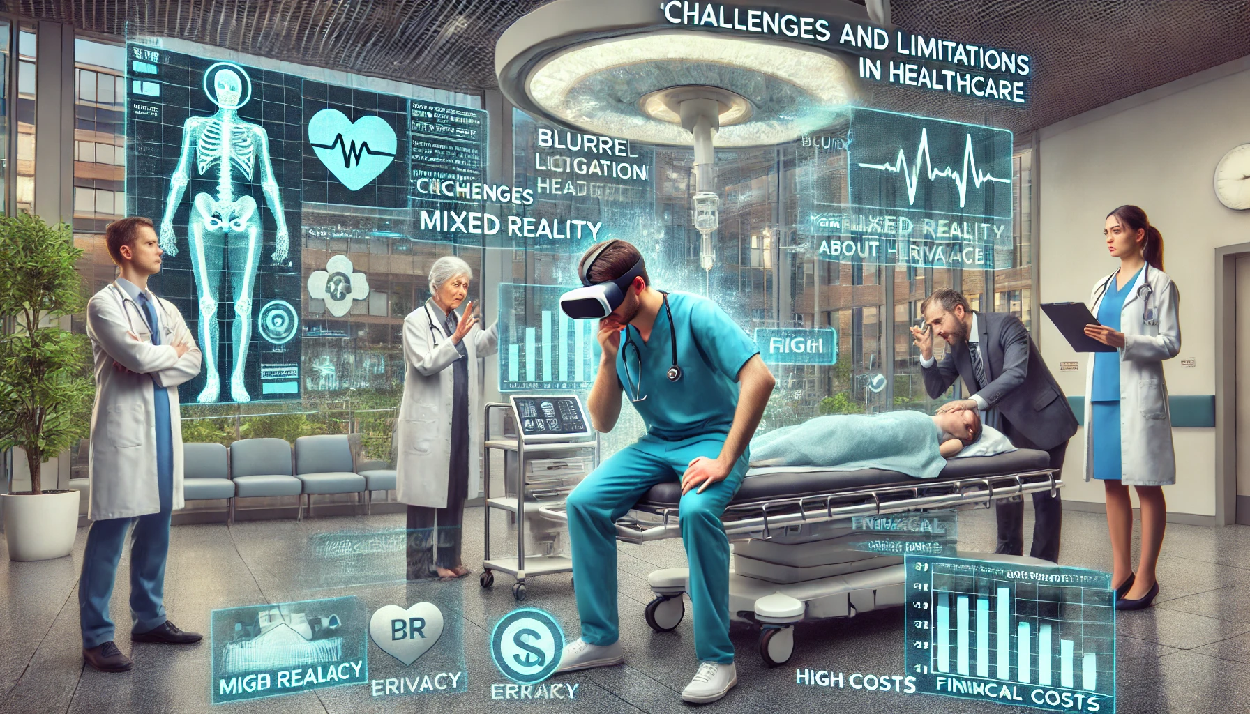 Mixed reality in healthcare showing technical issues, high costs, and privacy concerns in implementation