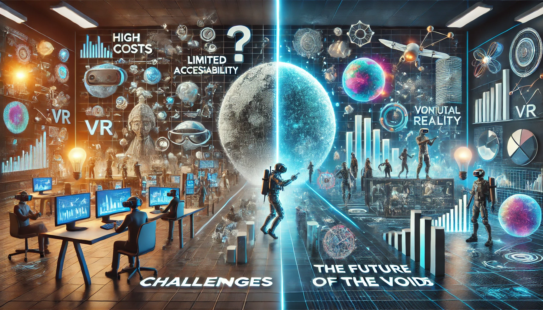 Visual of barriers and innovations highlighting challenges and future potential of the Void Virtual Reality.