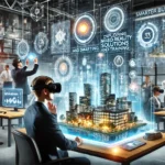 Professionals using mixed reality solutions for virtual training, data visualization, and business planning