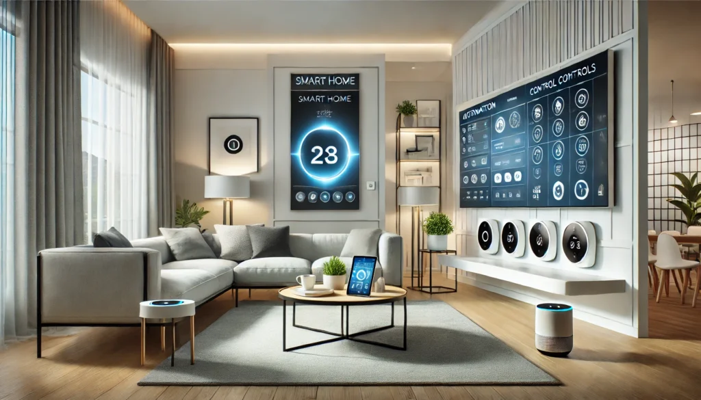 Smart home showcasing modern Automation and Control Systems, featuring advanced lighting and interfaces