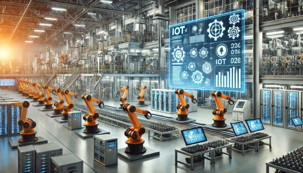 Industrial Automation in a futuristic smart factory setting