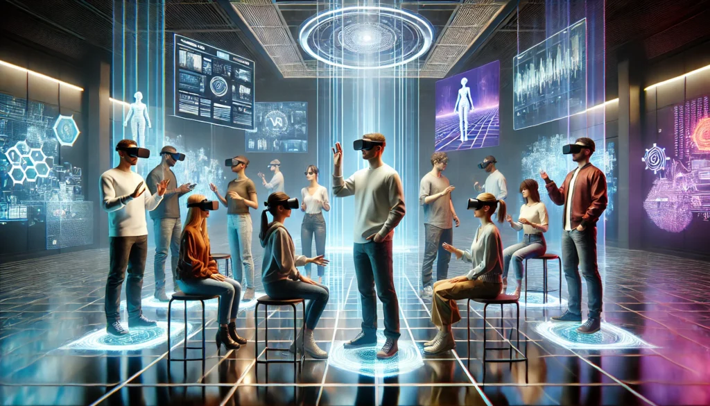 People interacting in a virtual reality space, showcasing the immersive power of Virtual Reality for social engagement