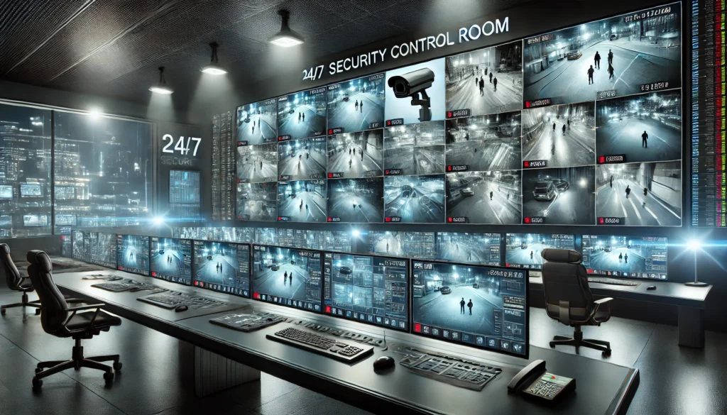 Security Camera Motion Tracking in a high-tech control room ensuring 24/7 surveillance.