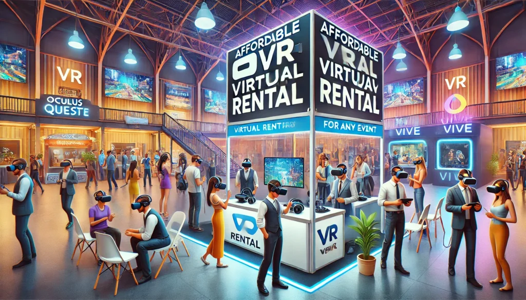 Guests enjoy an Affordable Virtual Reality Rental for Any Event, experiencing immersive VR gaming & demos