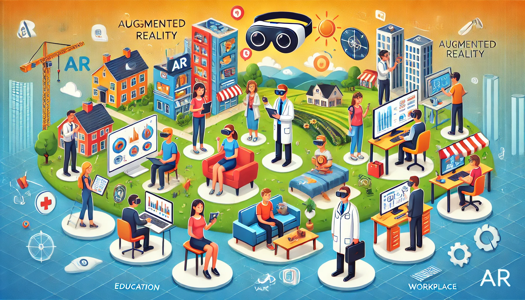 Illustration showing the impact of different types of augmented reality on everyday life