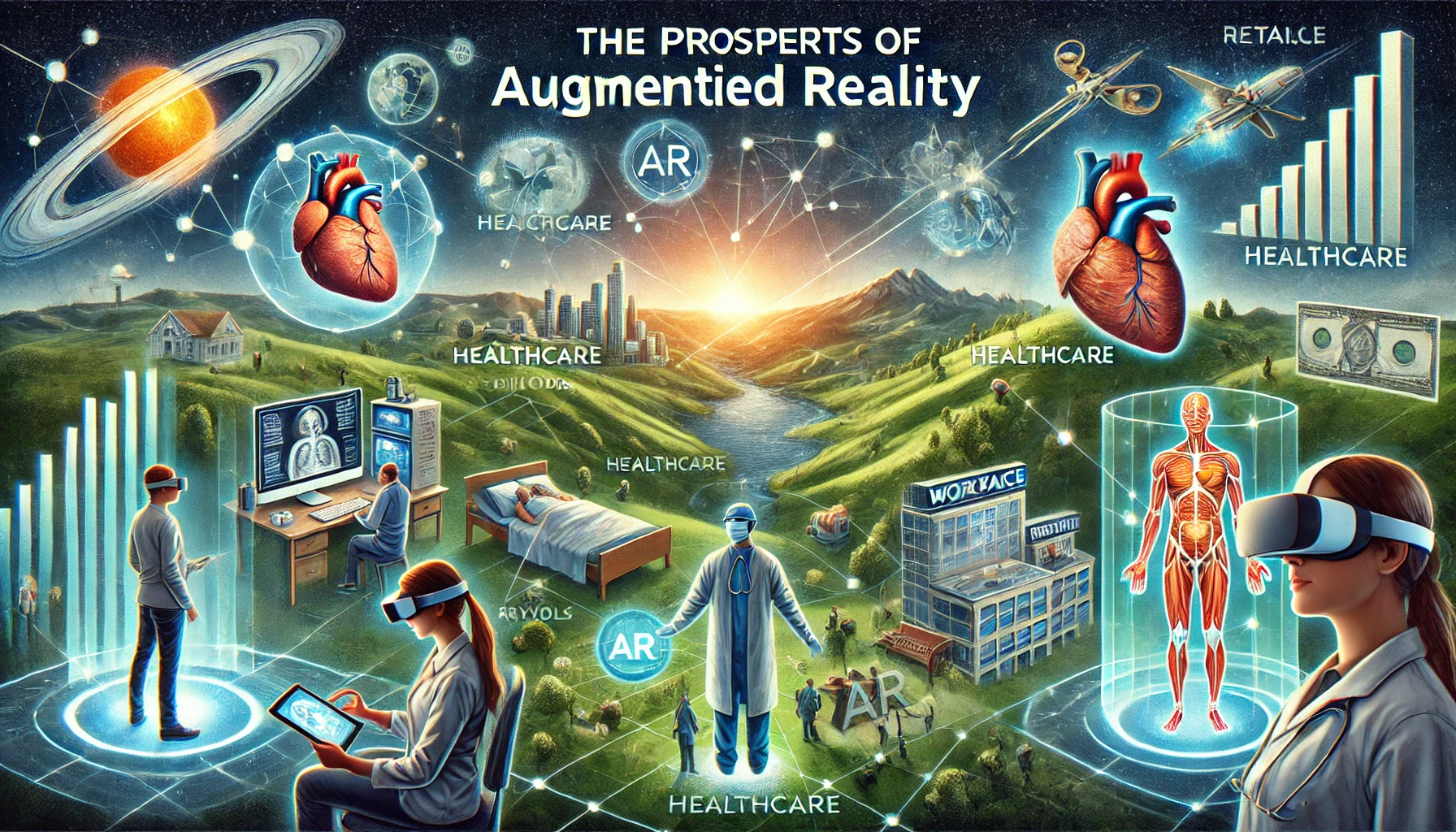 Illustration showcasing the prospects of different types of augmented reality in various industries