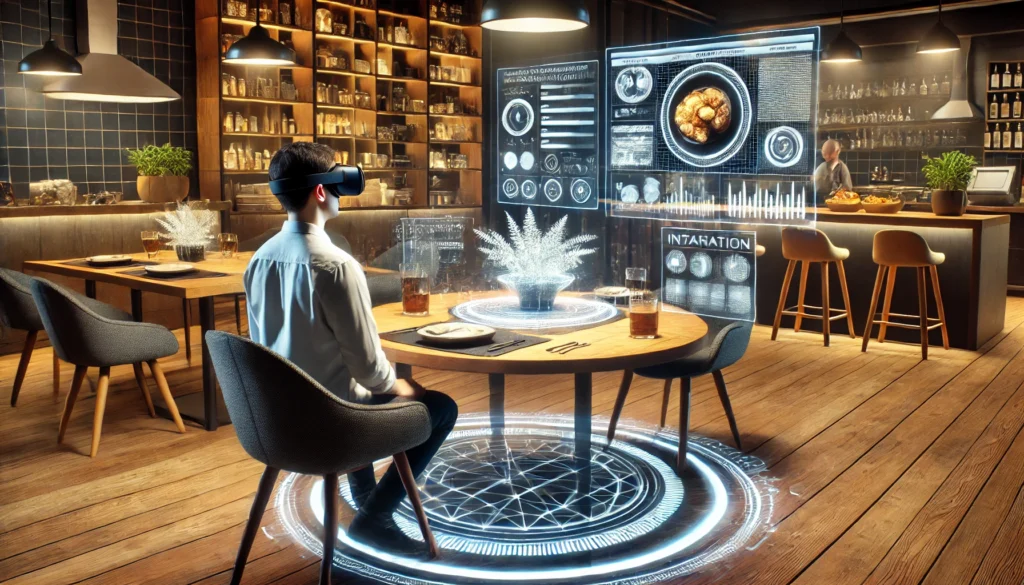 Restaurant Virtual Reality: Advanced VR technology with holographic menus and interactive dining