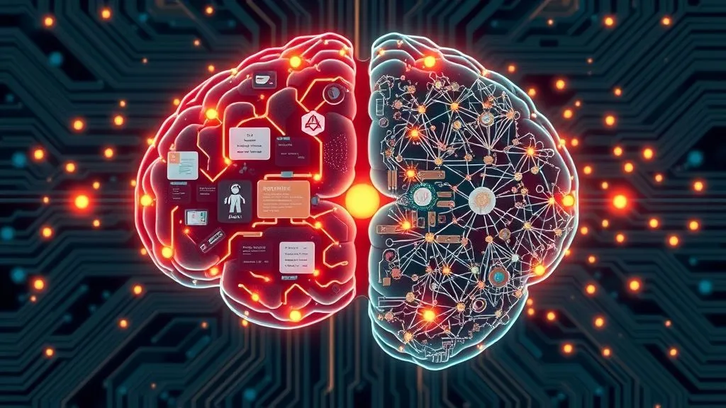 Visual comparison of supervised and unsupervised learning in AI, showing labeled data on one side and hidden pattern discovery on the other